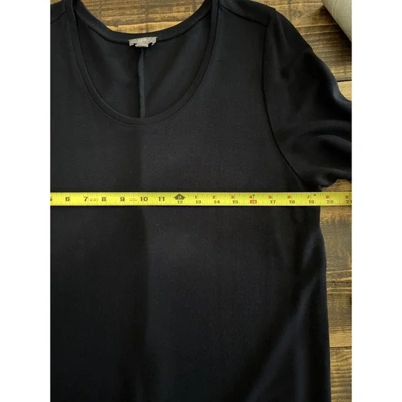 J.Jill Black Midi Dress XL Long Sleeve Soft Knit Rayon Wool Minimalist - Picture 6 of 8
